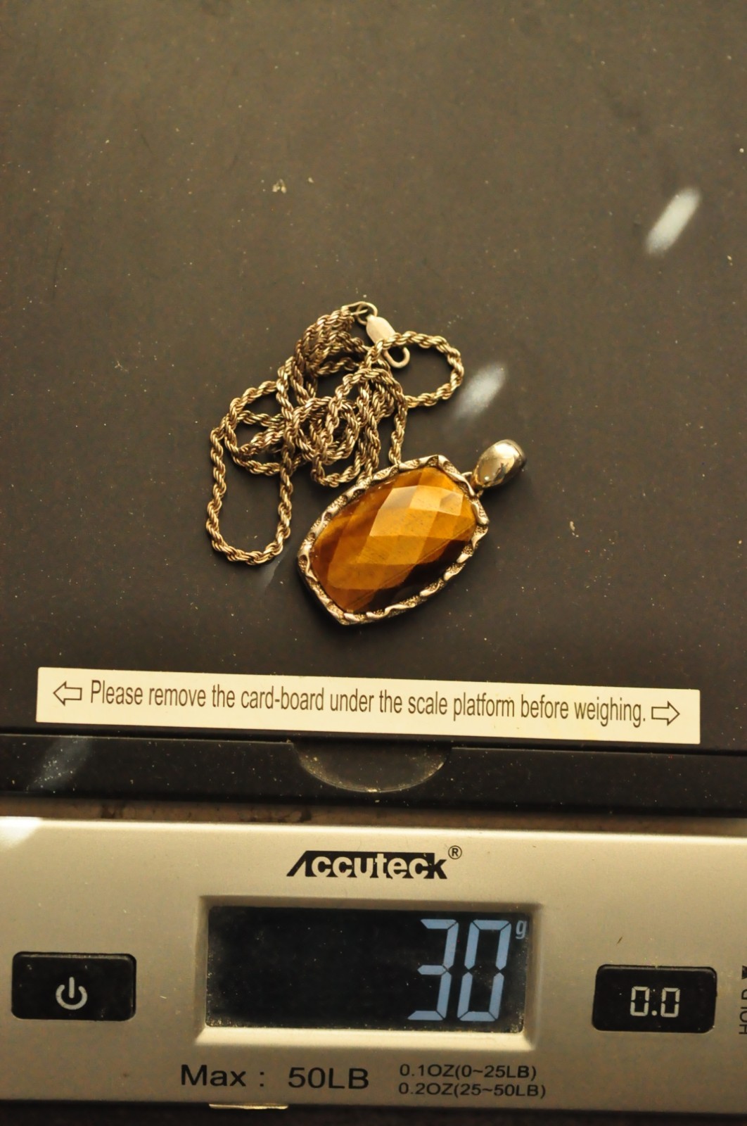 Sterling Tiger’s Eye Pendant on Italian 925 Necklace Chain – 30g, Ornate Silver