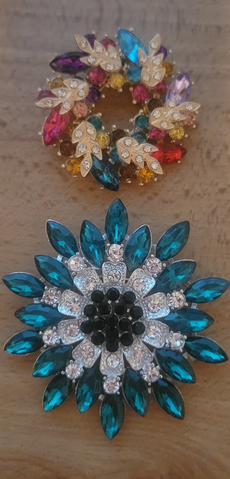 Big Beautiful Green Multicolor Flower Floral Brooch Pin Jewelry Lot CA USA P137