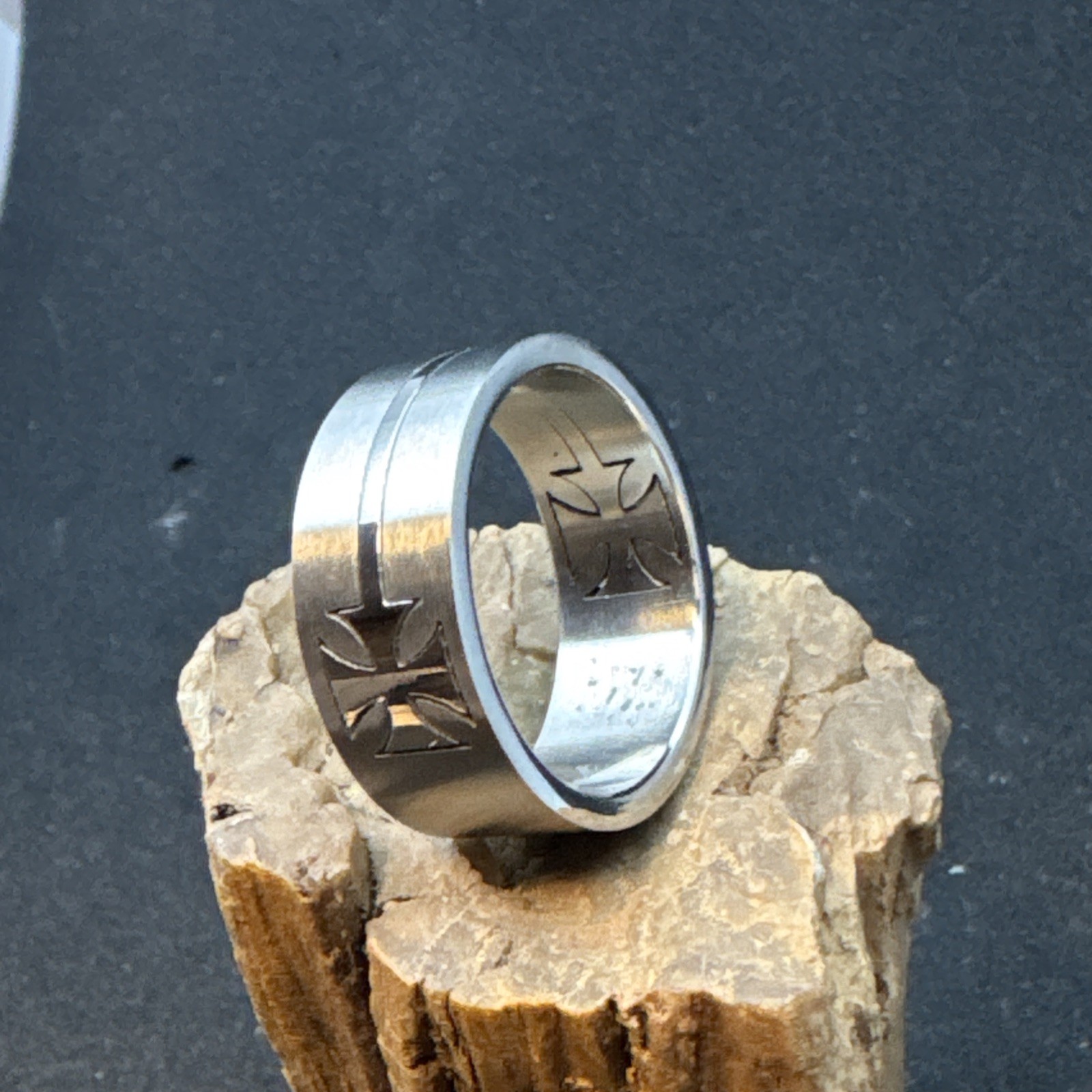 Iron Cross Puzzle Ring Size 11 Stainless Steel 9mm Shiny and Matte Finish