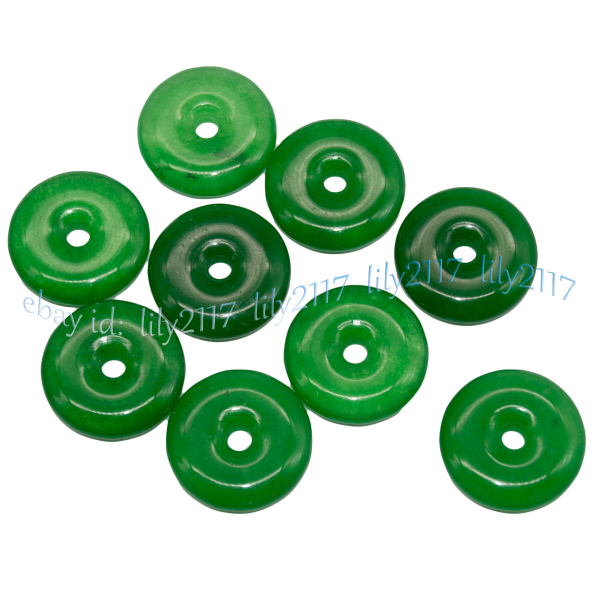 Green Vintage Natural imperial Green Jade Gems Circle Donut Pendant Lucky Amulet