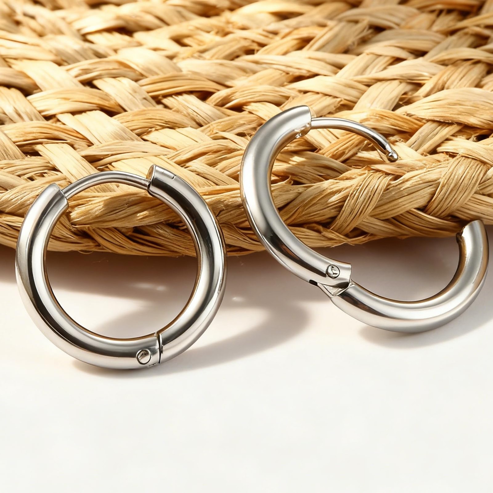Small Silver Huggie Hoop Earrings Set for Women, 4 Pairs Surgical 316L Stainl…