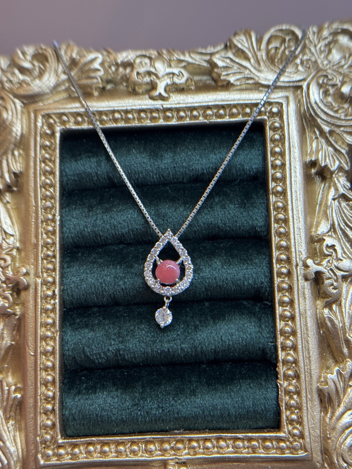 Rare Japanese Estate Natural Conch Pearl & Diamond Pendant Pt900 (With Report)