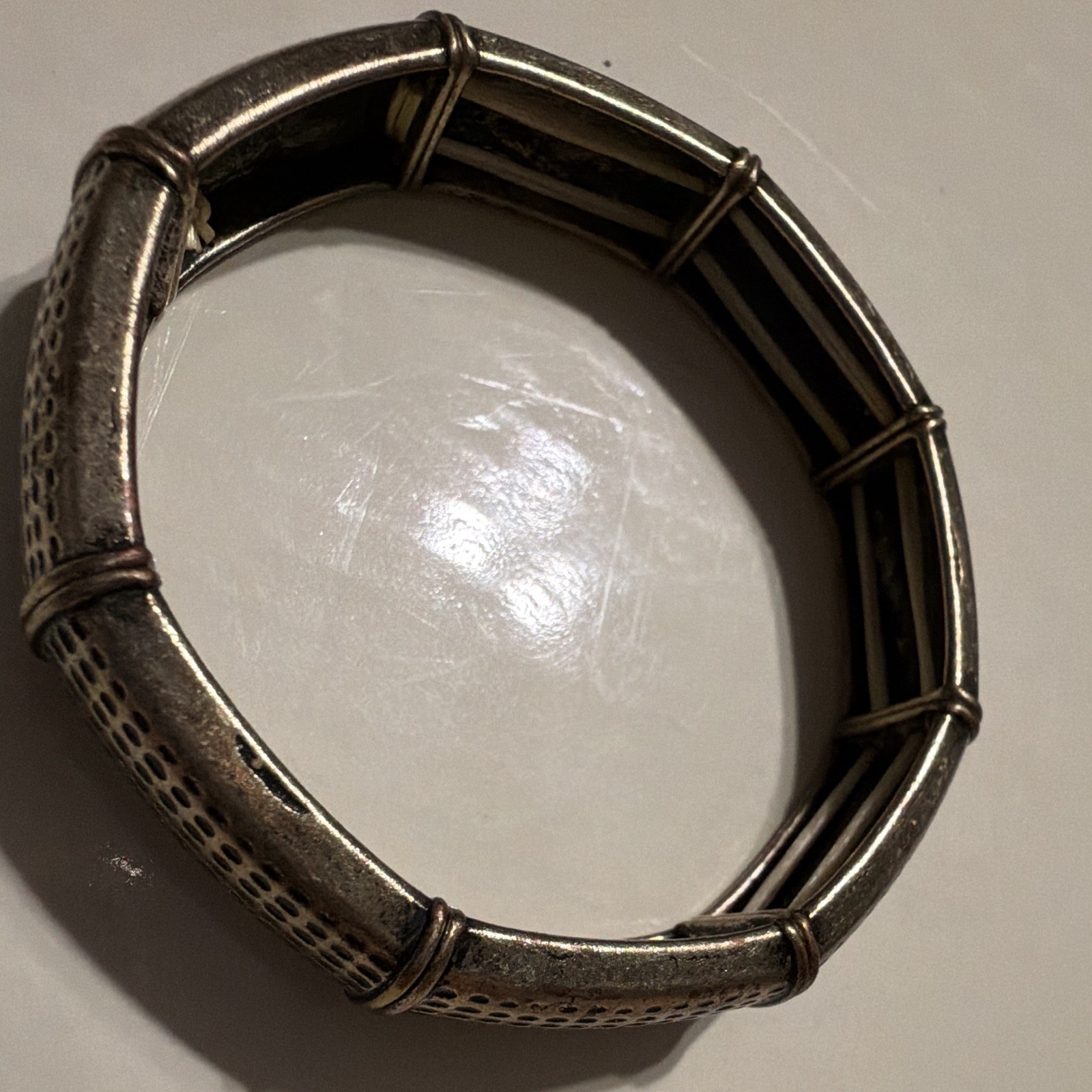 Gold Tone Stretch Bangle Bracelet Textured Metal No Stone No Secondary Stone
