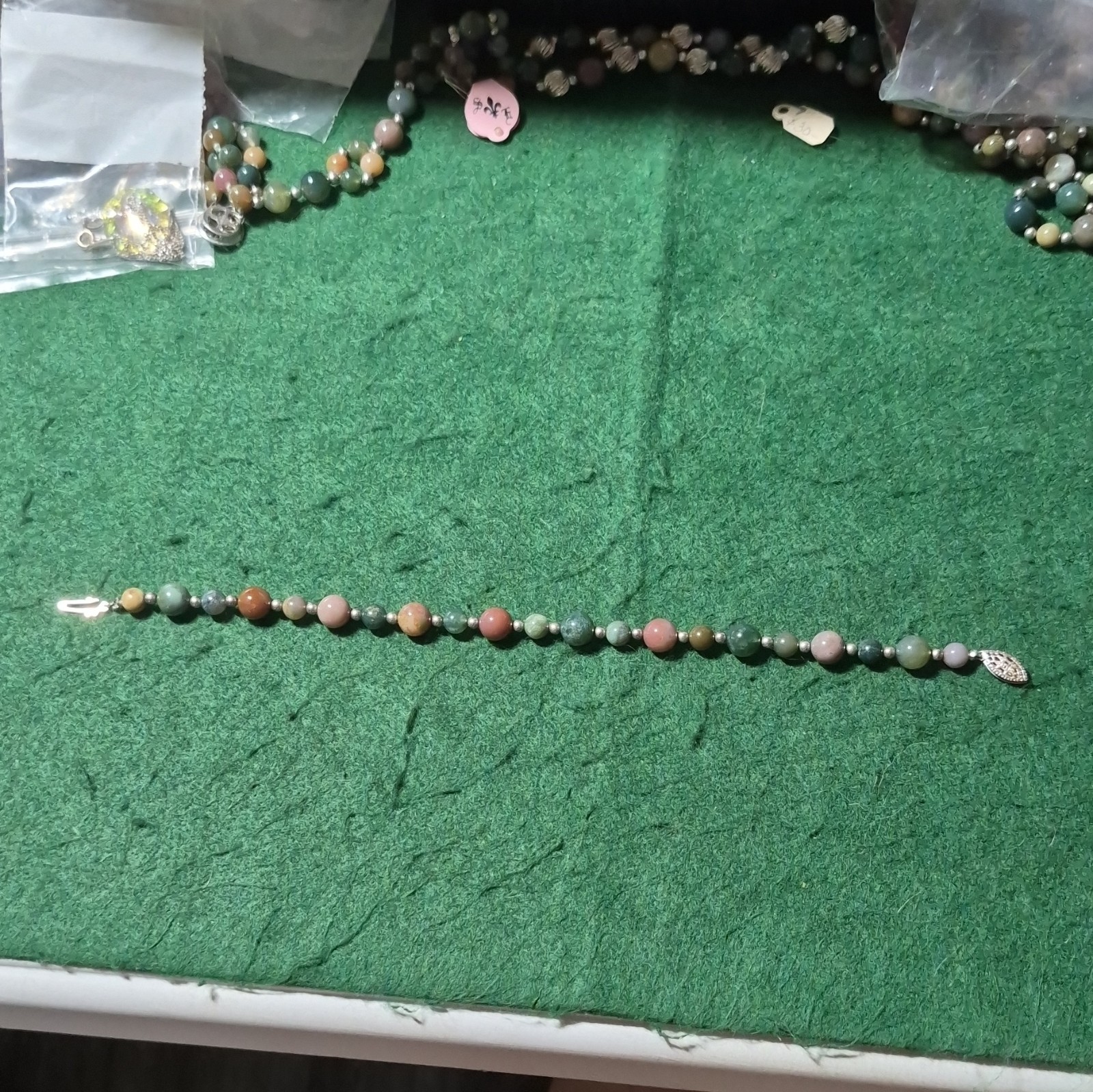 Multicolor Indian Agate Round Beaded Bracelet Hook Clasp