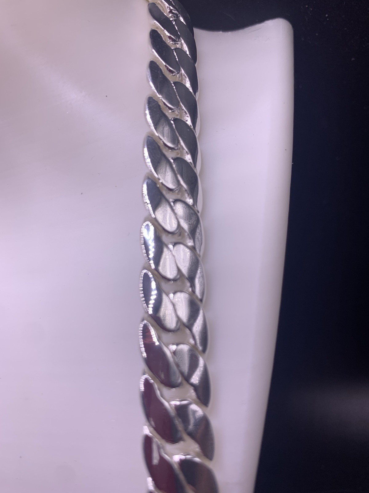 silver plated stainless steel necklace 11.5mm 22” Cuban