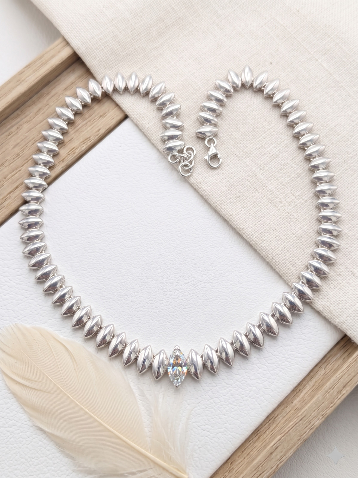 Natural Moissanite Marquise Cut Necklace For Women In 925 Sterling Silver