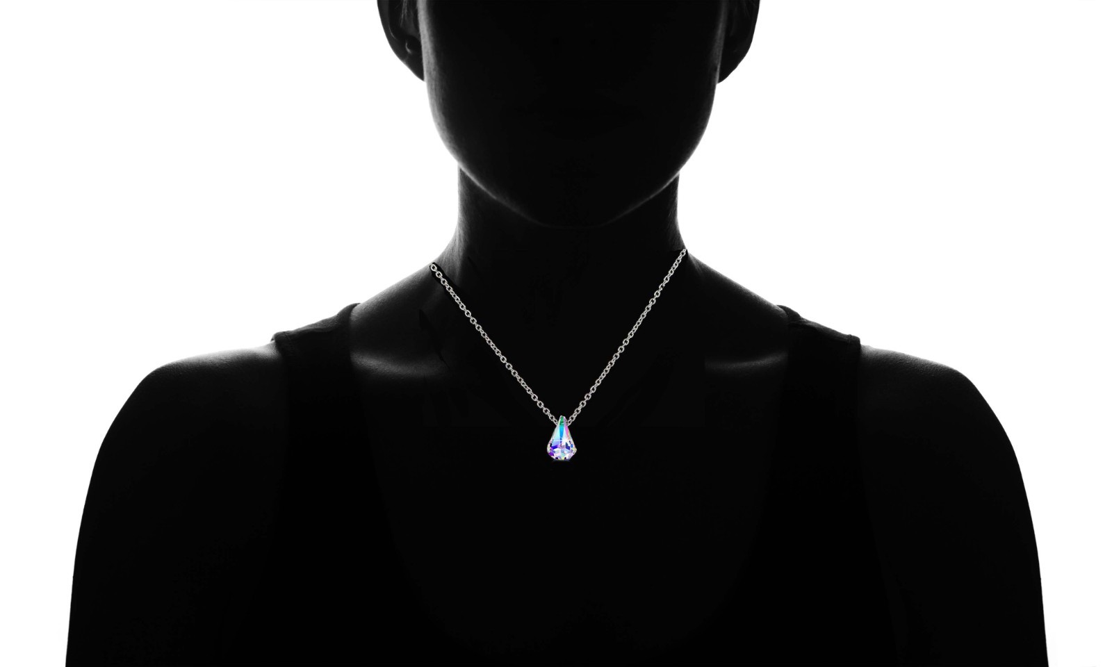 Aurora Borealis Teardrop 18 Inch Necklace Made with Swarovski Elements