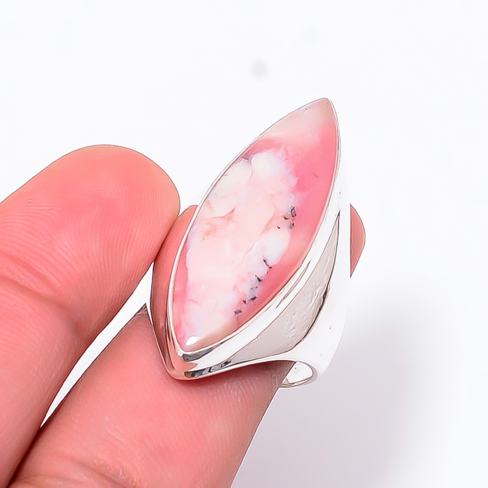 Pink Opal – Peru Designer Handmade 925 Sterling Silver Ring S.7.5 R126316
