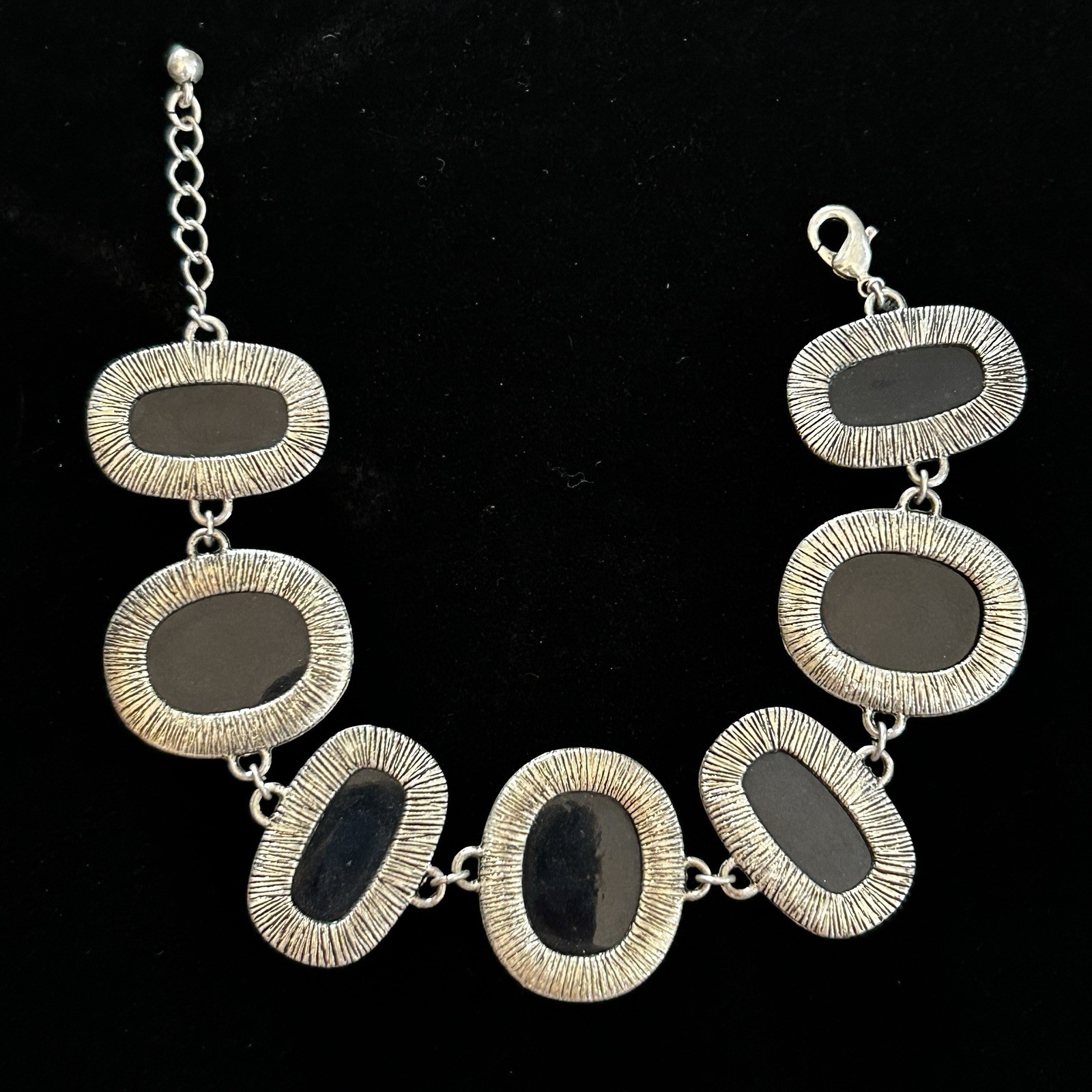 Avon Signed Silver-Tone Blue Faceted Oval Stone Bracelet & Hoop Earrings Set