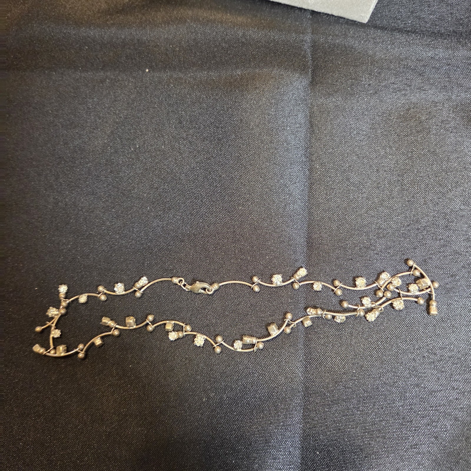 Silver-tone Crystal Vine with Delicate Sparkling Leaf Accents Gold Tone