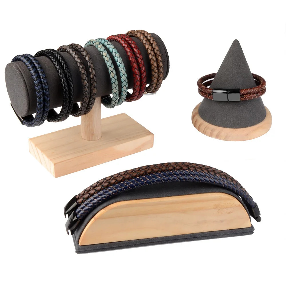 Genuine Leather Double Rope Braid Bracelet For Men Multicolor Choice