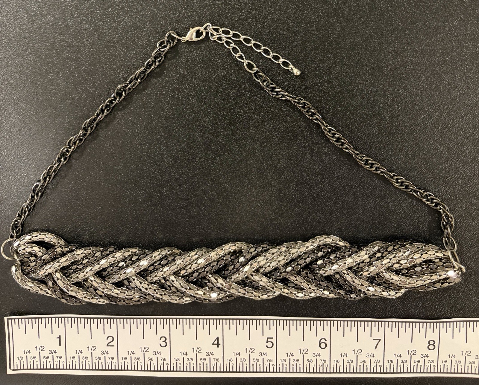 Silver Multi Rope Chain Statement Necklace w/ Adjustable Extender Lobster Clasp