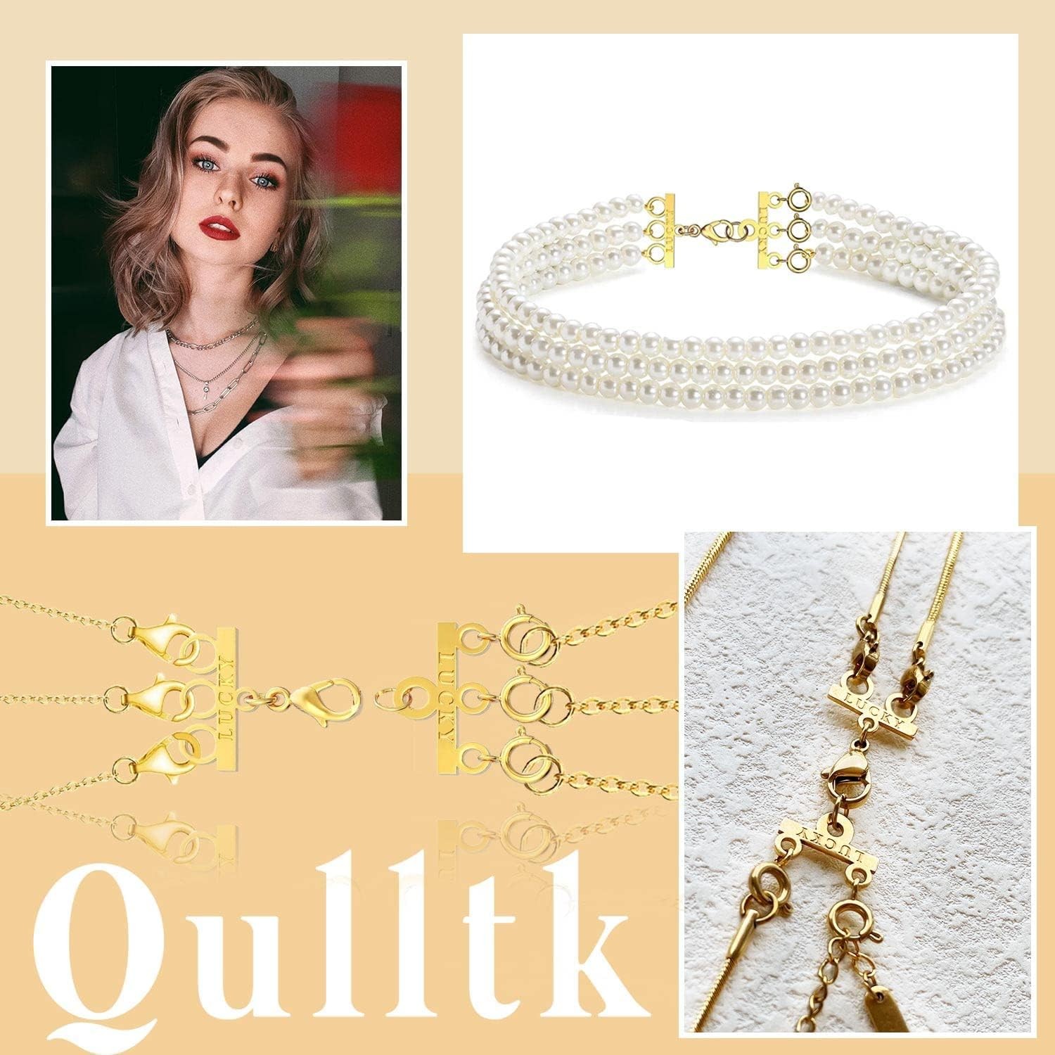 Necklace Layering Clasp, Gold and Silver Plated Necklace Connectors for Multiple