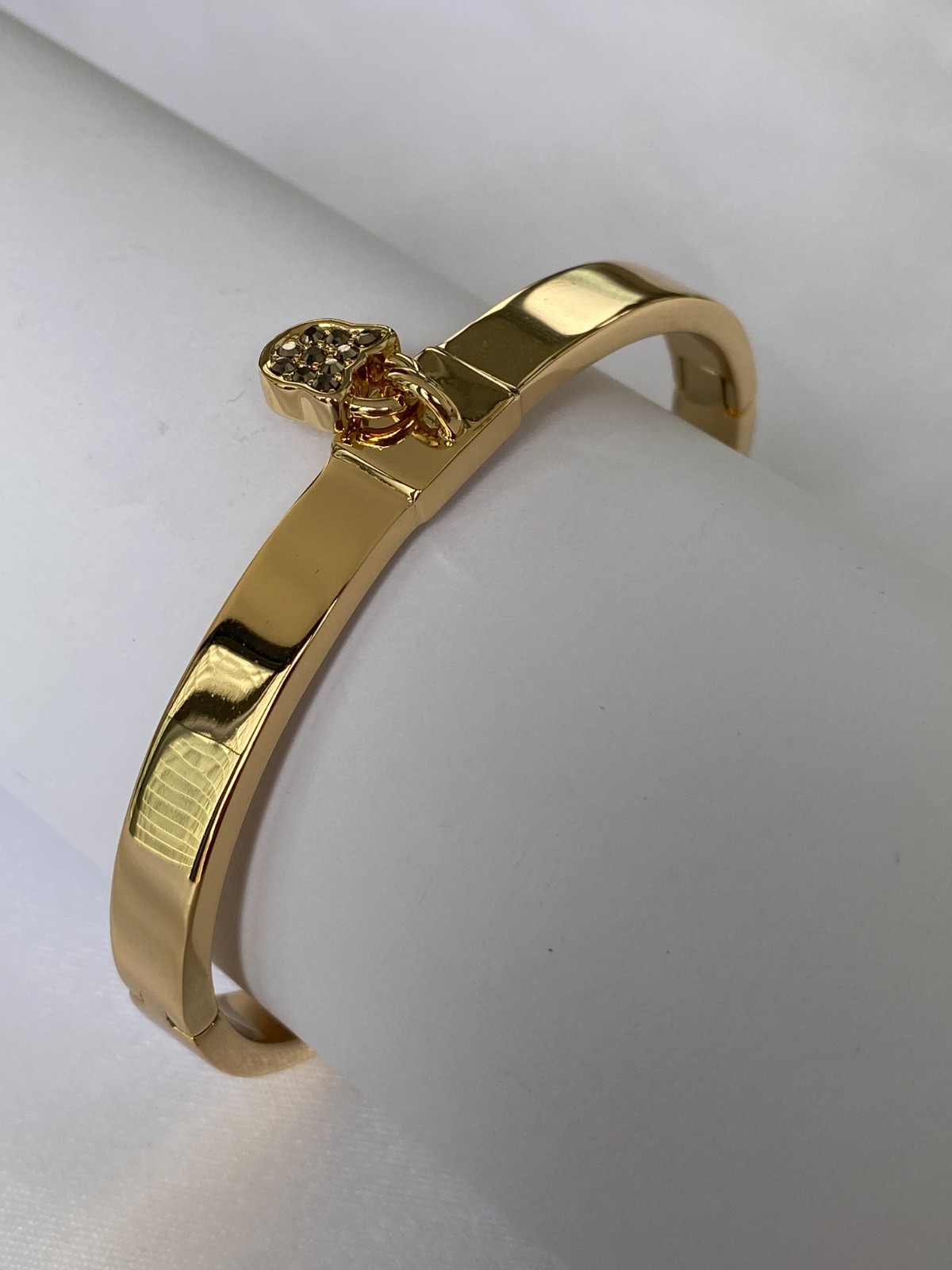 Karl Lagerfeld Choupette Lock Hinge Bangle with Crystal from Swarovski