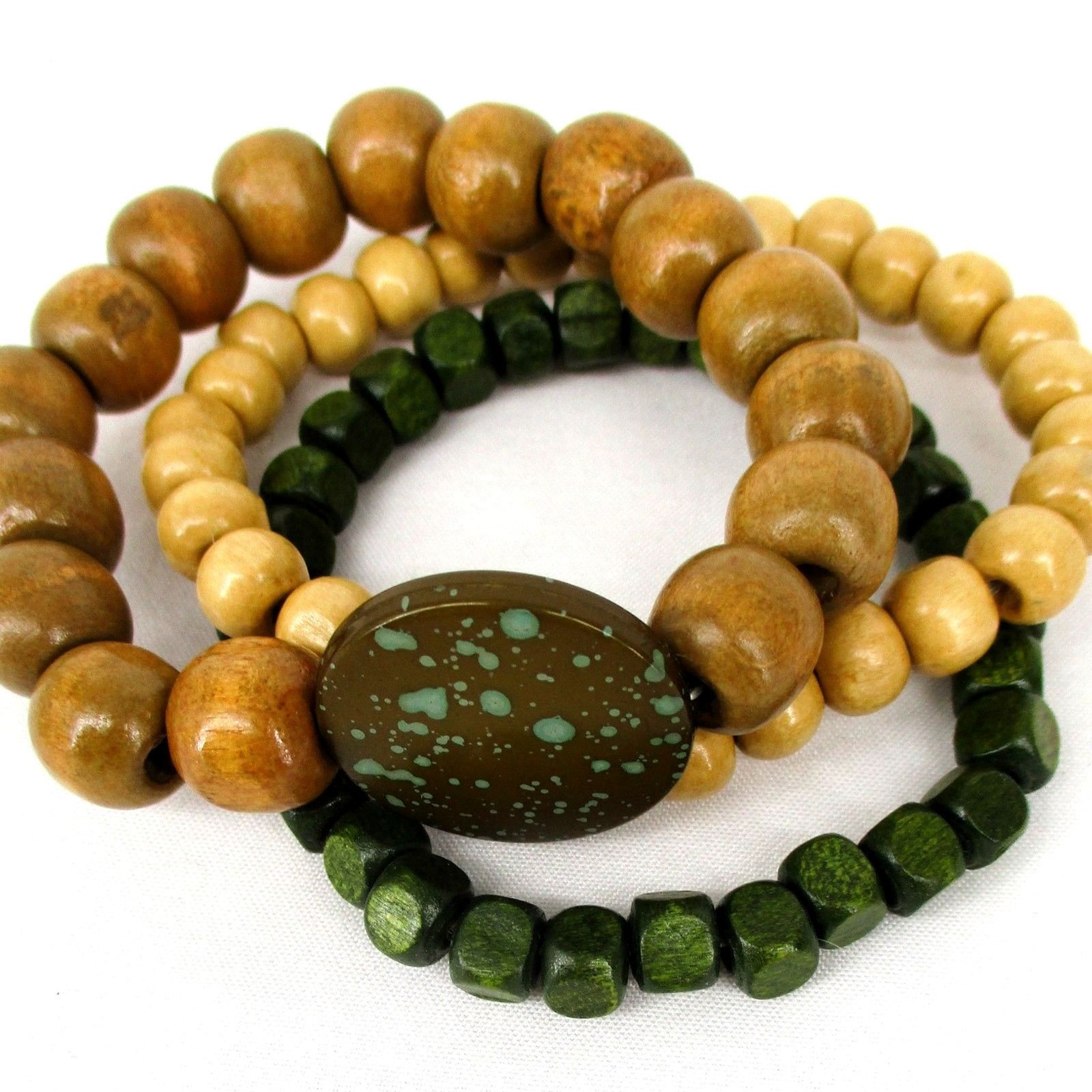 Boho Stackable Adjustable Wood Beaded Stretch Bracelet Set