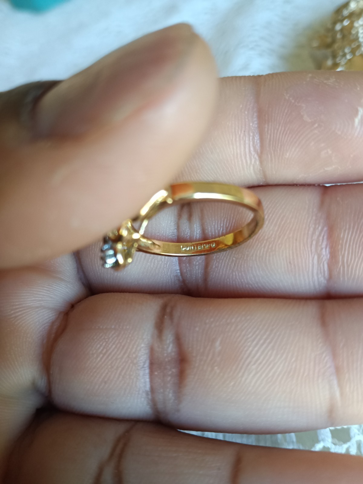 vintage signed contempo deadstock Gold Tone Cocktail Flower Ring, 3 Round czs