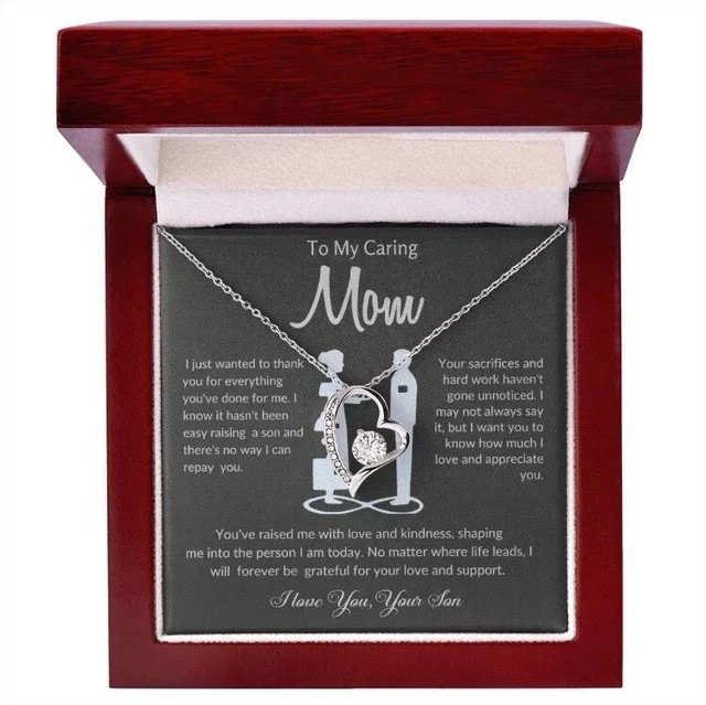 To my mom necklace gift from son. Heart necklace for mother’s Day or birthday