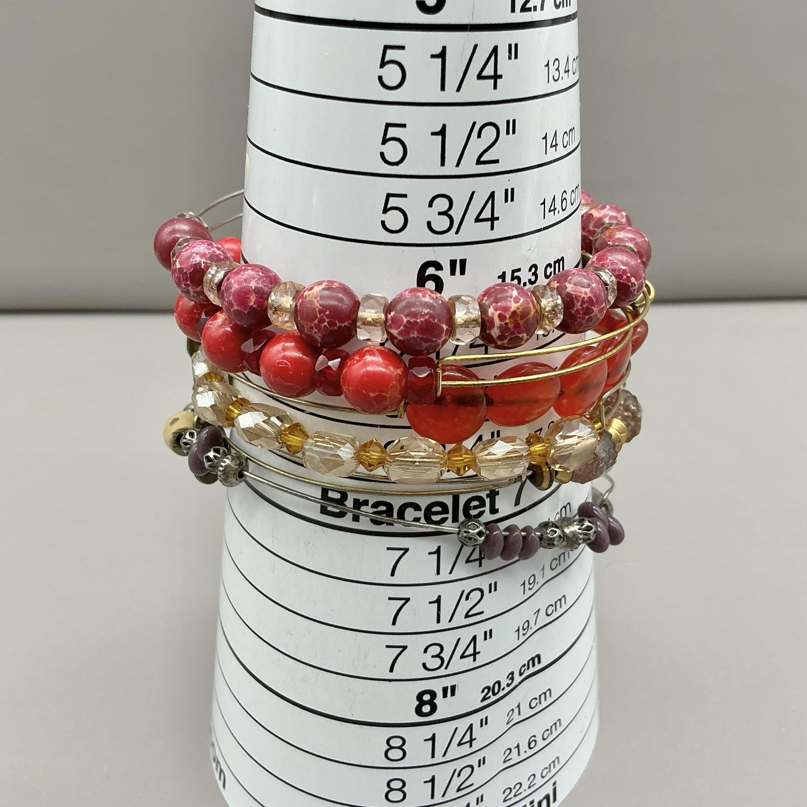 Alex And Ani Bracelet Set Beaded Slide Bangle Multicolor Glass 7″ Boho