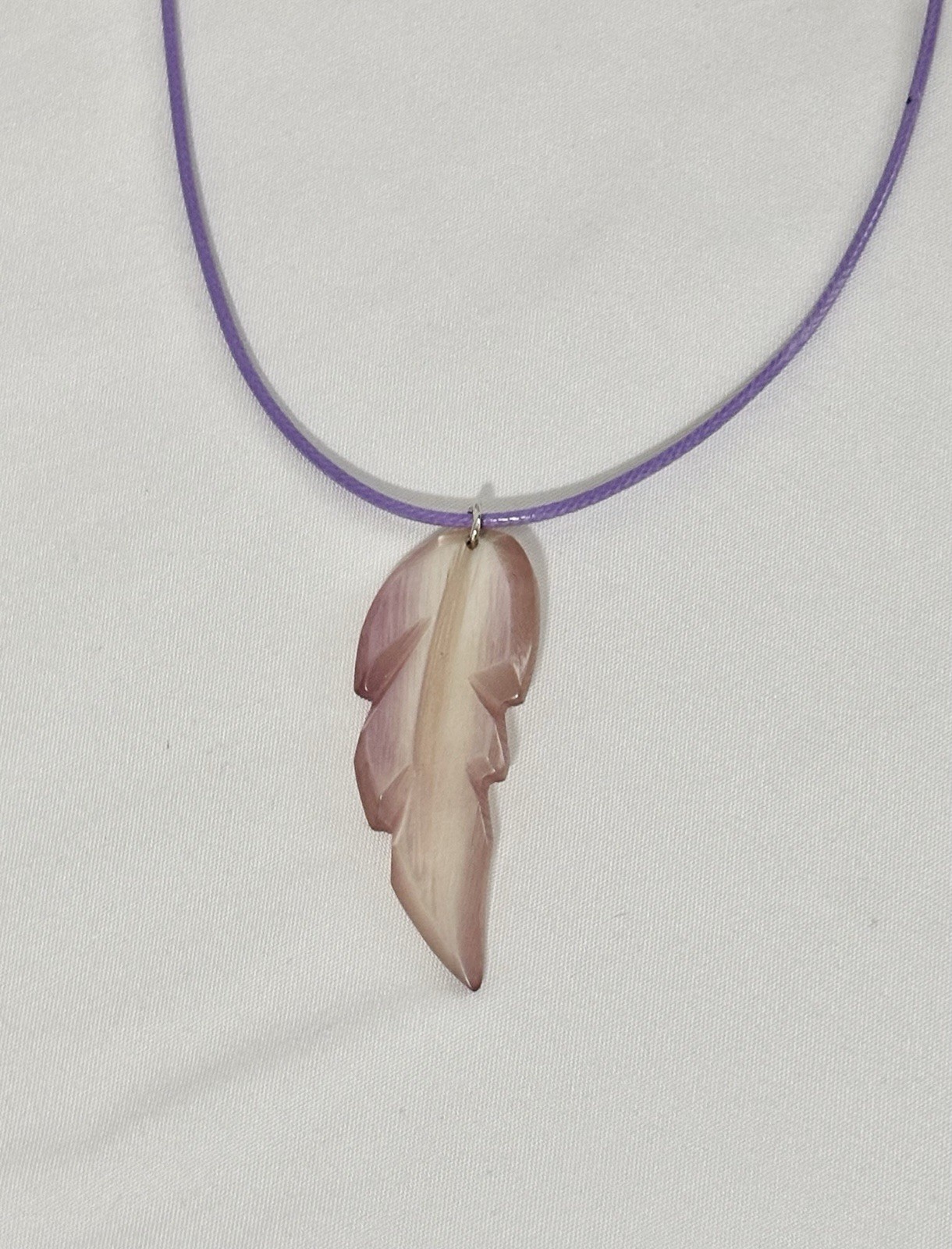 Handmade Purple Leaf Pendant Corded Necklace – 19.7” – New Without Tags