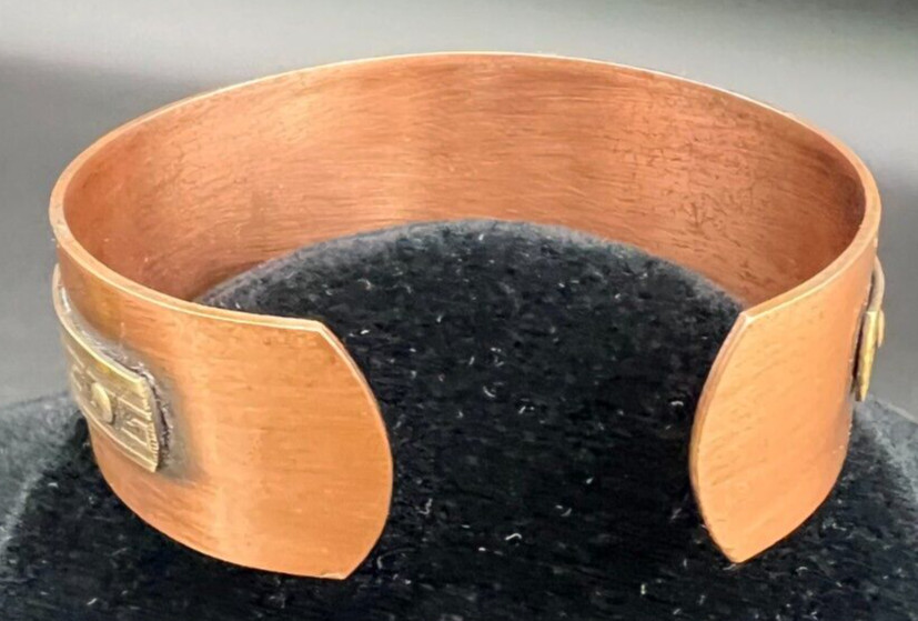 Vintage Greek Key Copper and Brass Bracelet Cuff 30g