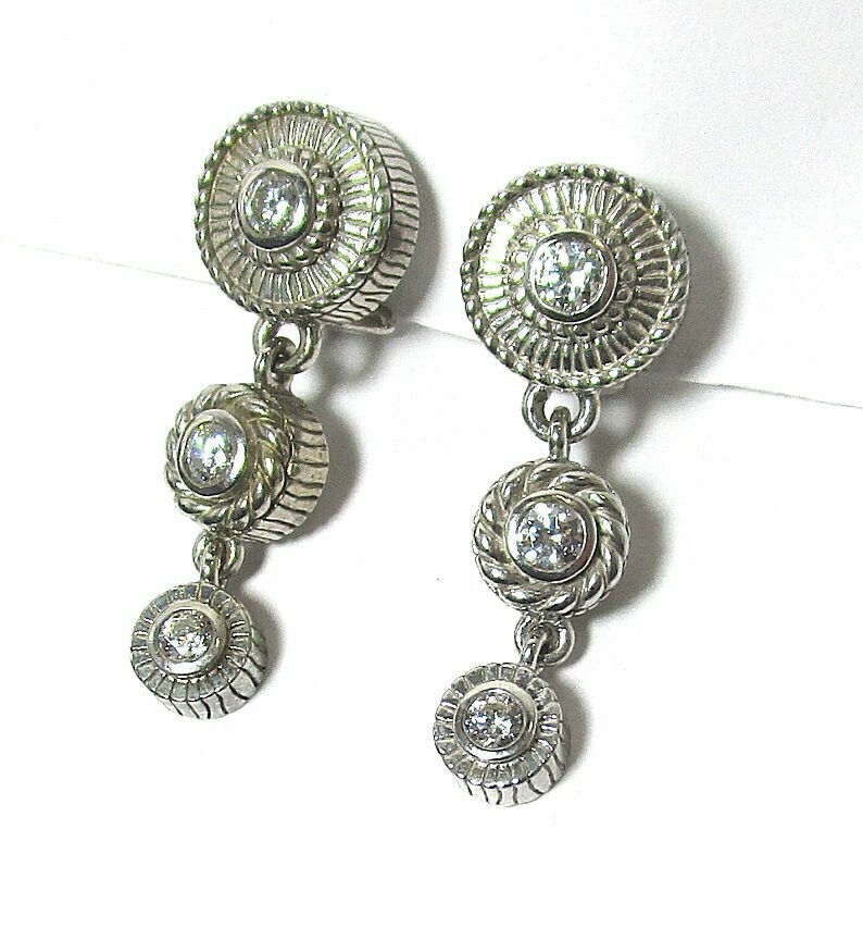 JUDITH RIPKA Sterling Silver CZ Pendant Earrings 15.2 grams 1 1/2” lot 30g2