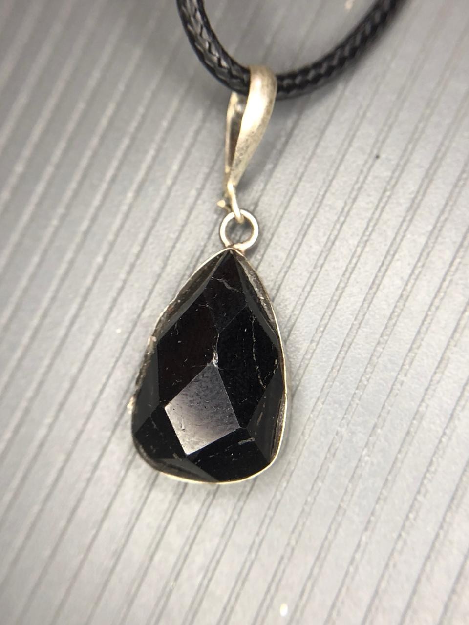 Natural Black Tourmaline Rose Cut Pendant Handmade Gemstone from Afghanistan