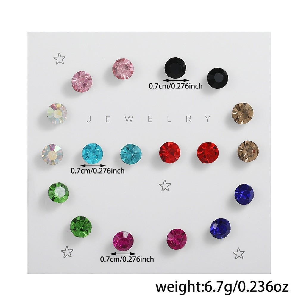 Geometric Zircon Stud Earrings Set for Everyday Wear Resin Plastic Card