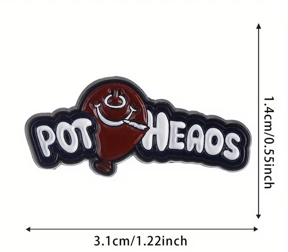 Pot Heads Enamel Metal Pin Badge, Food & Drink Theme, Black/White/Brown 3.1cm