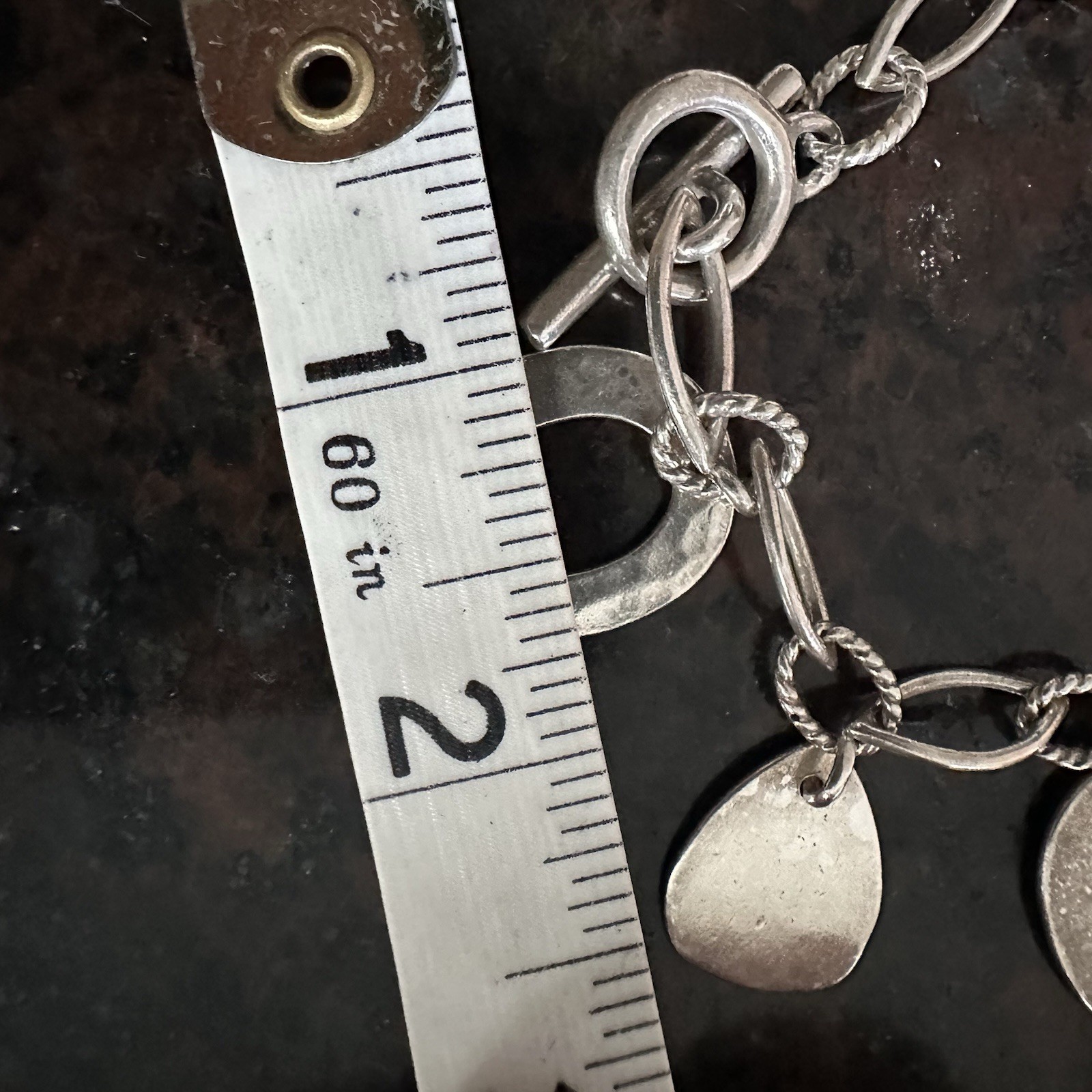 Vintage 925 Sterling Silver Open Oval & Triangle Charm Bracelet 6.75” 30g