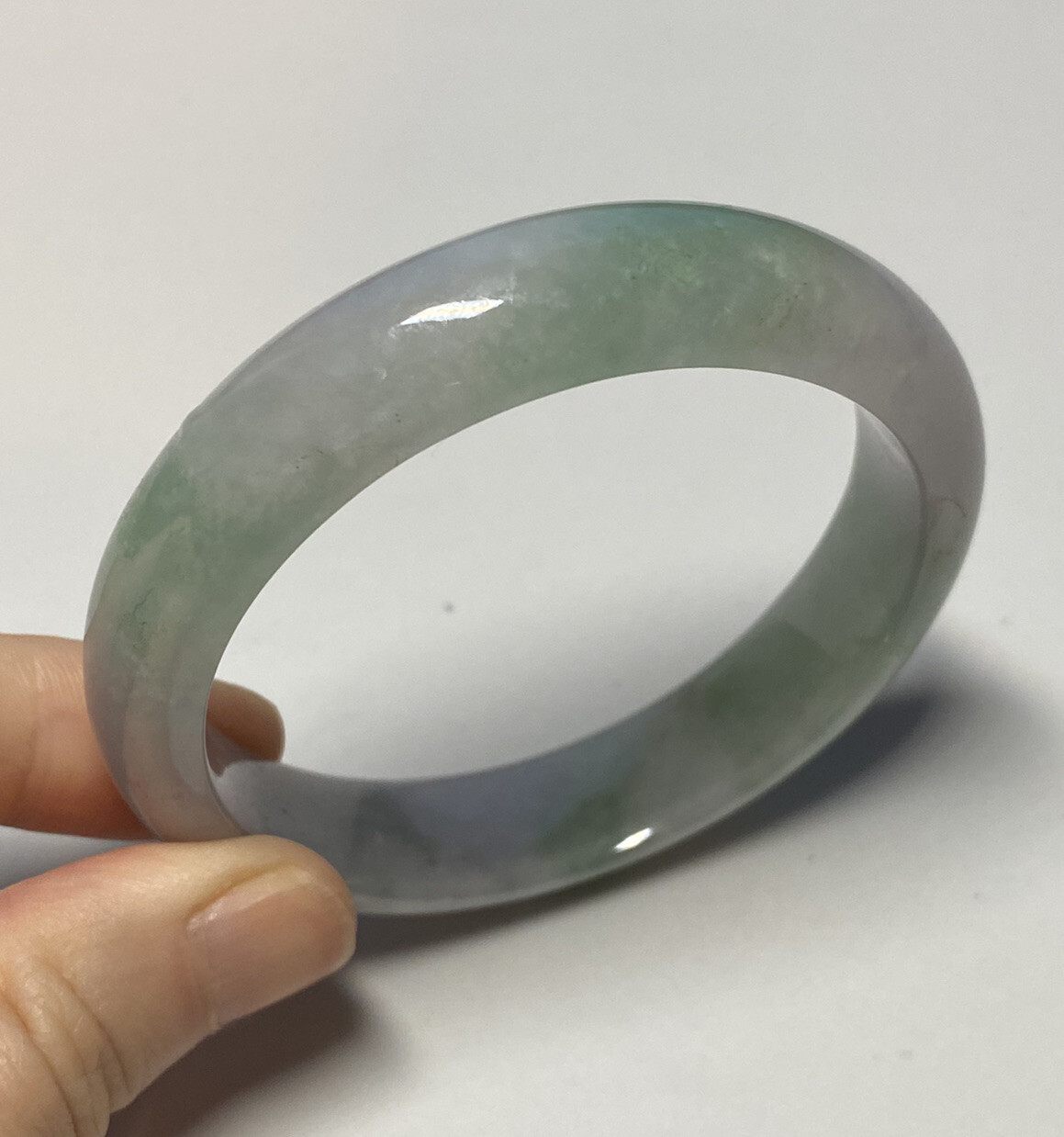 56.3mm 100% Natural Grade A Burmese Light Lavender Jadeite Multi-color Bangle