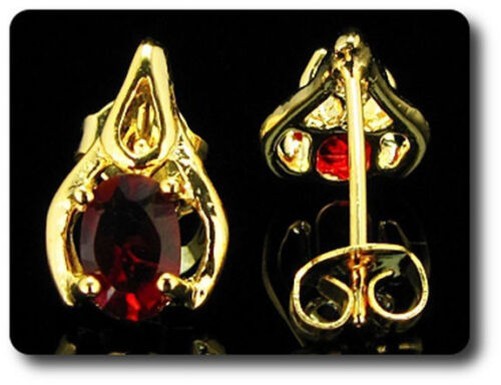 Earrings Ruby 0 3/32×0 9/32in Gold Plated 18 for K