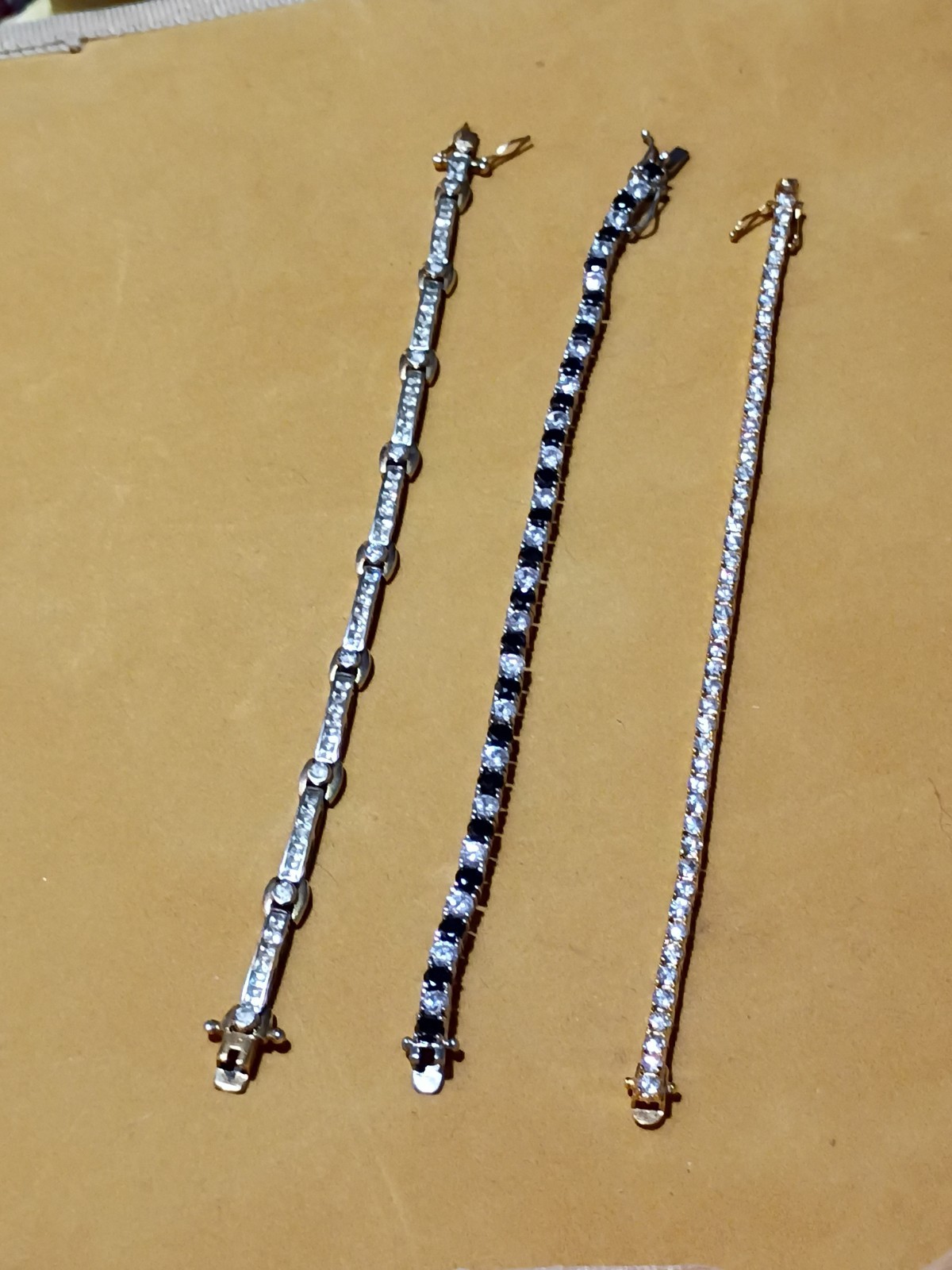 Old Vintage Gorgeous! Mixed Tone Rhinestone Tennis Bracelets (3) Inc ROMAN& More