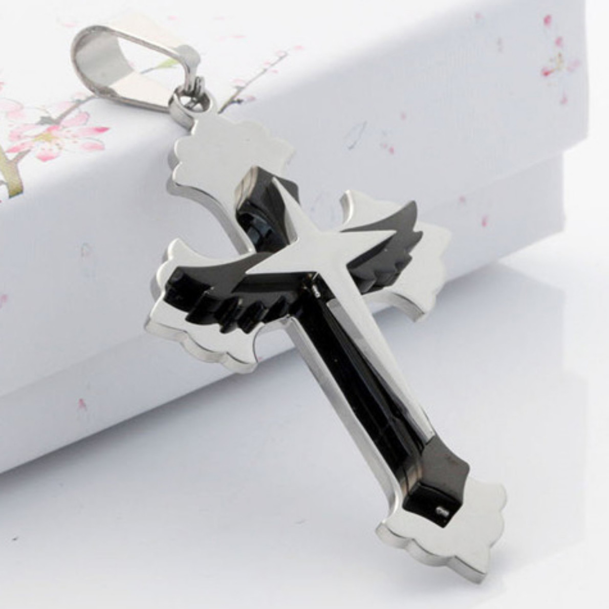 Unisex 316L Stainless Steel Pendant Necklace Cross Chain for Women Men Nice Gift