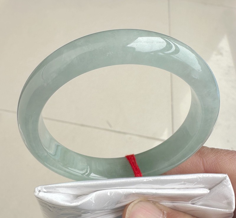 Natural Light Green Grade A Jadeite Bangle Bracelet Authentic Burmese Jade 56mm