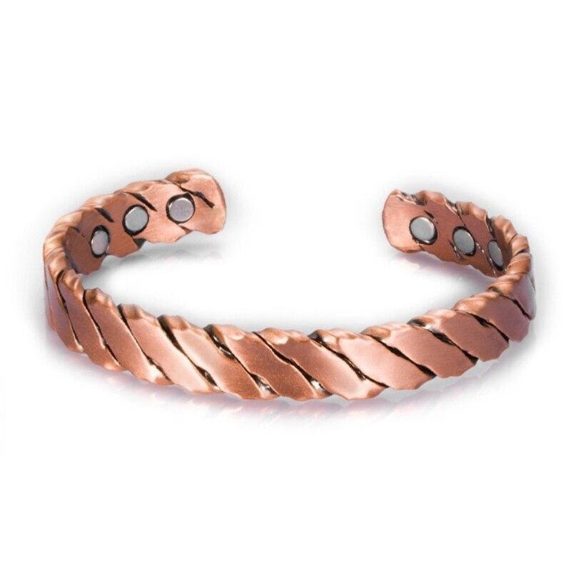 Magnetic Therapy Bracelet Plated Copper Arthritis Pain Relief Twisted Open Cuff
