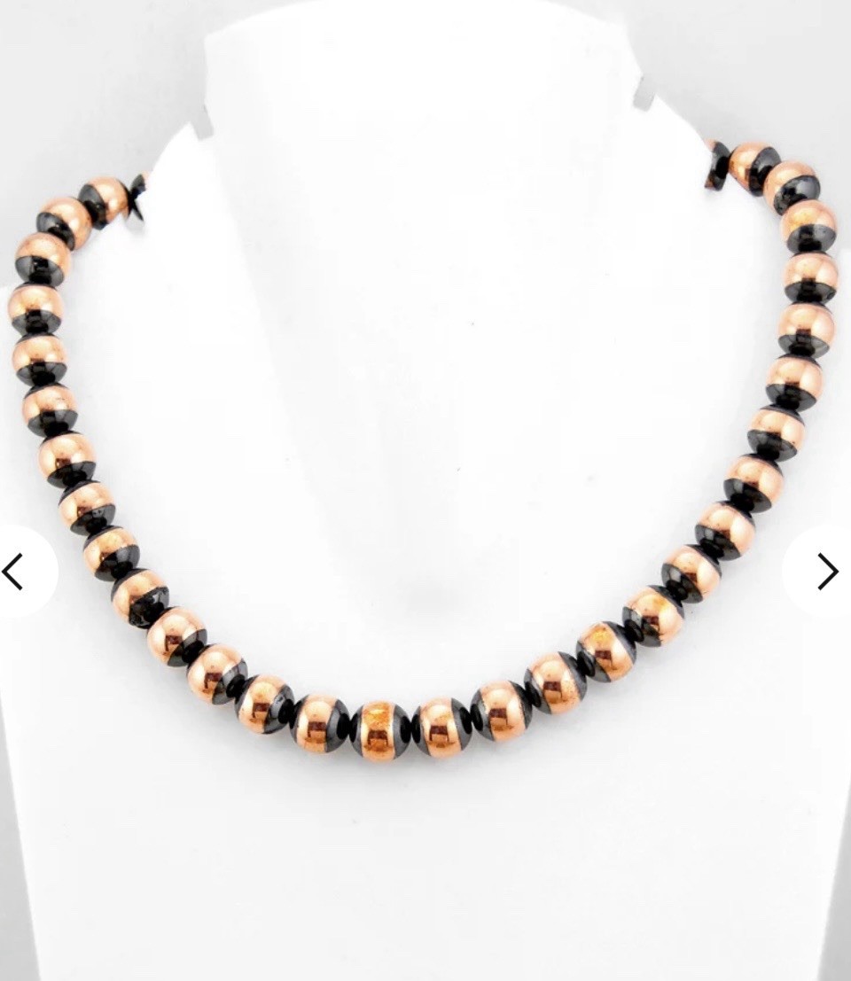 SOUTHWEST HANDMADE COPPER BEADED 10MM NECKLACE 18” +2