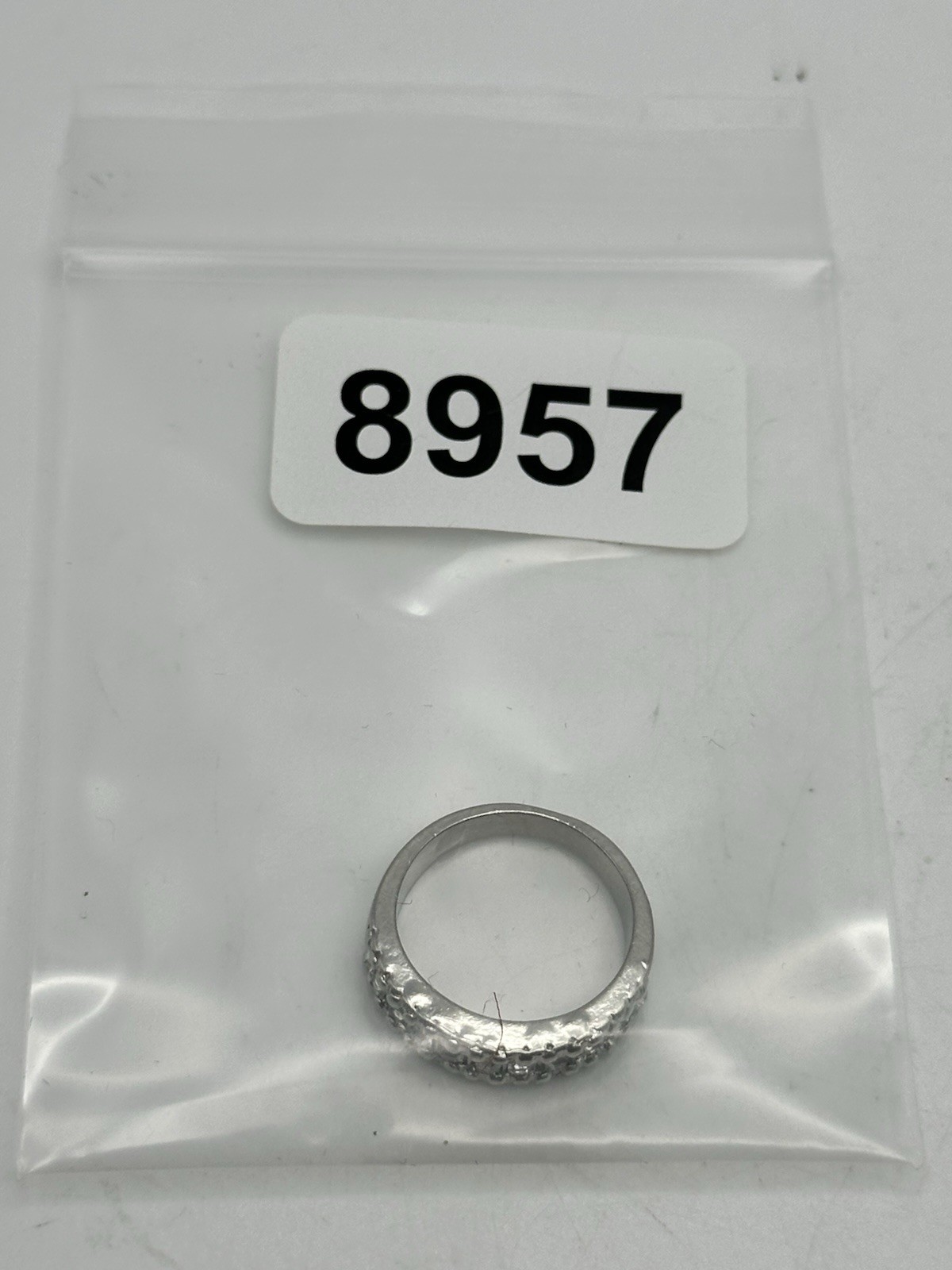 Fashion Band Ring Silver Tone With Rhinestone Channel Set Clear Stones