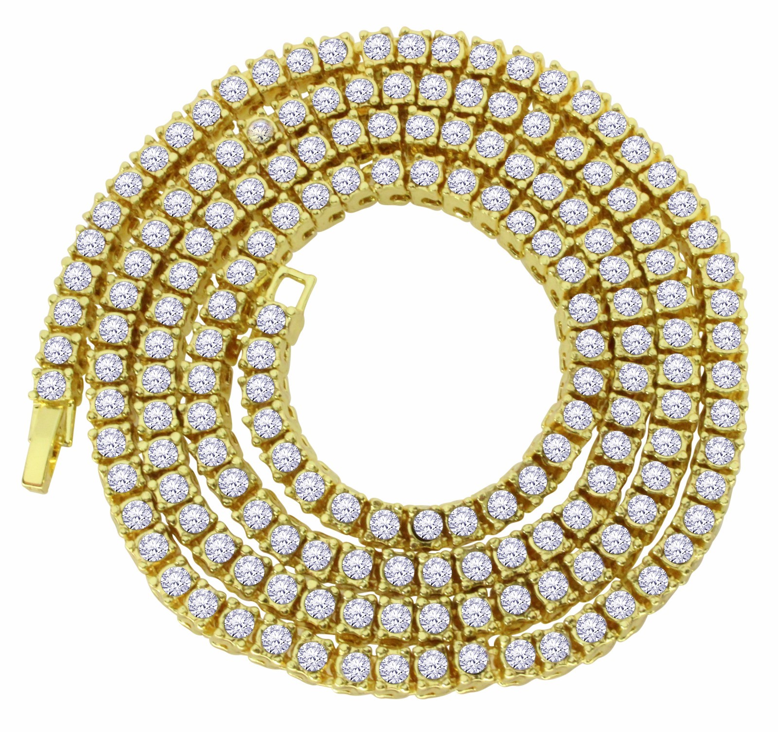 1 Row Tennis Necklace 14k Gold Plated Choker Cubic Zirconia Chain 3.8 – 5.5mm