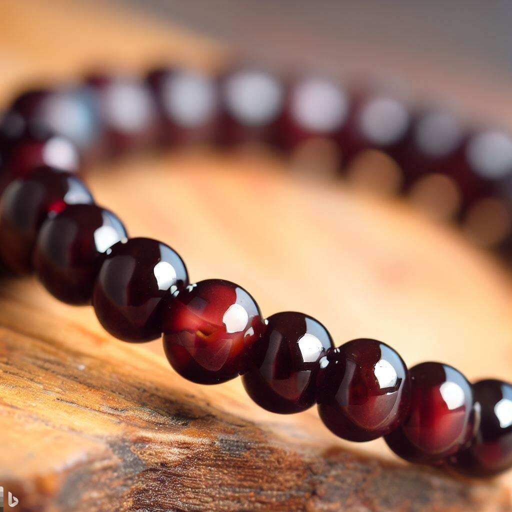 Natural Garnet Stone Beaded Bracelet Burgundy Gemstone Stretch Bracelet Handmade
