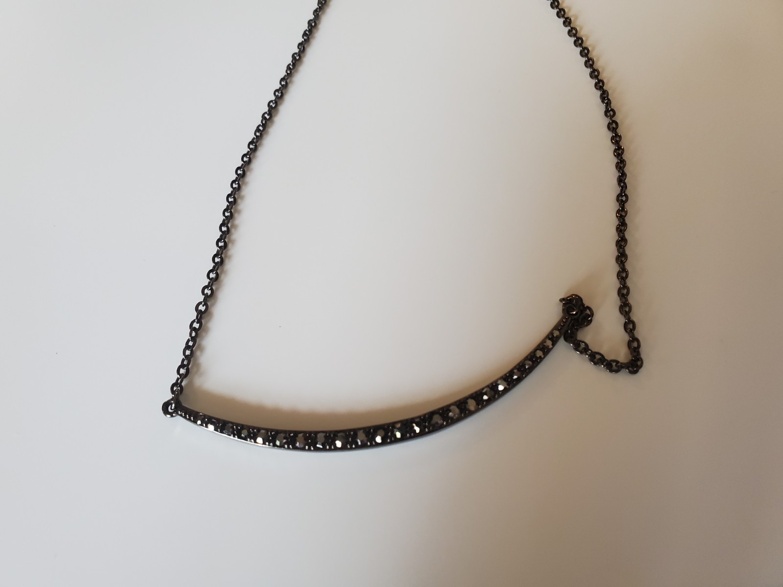 Park Lane Pretty Please Bar Pendant Hematite Black Chain Pave Crystals Necklace