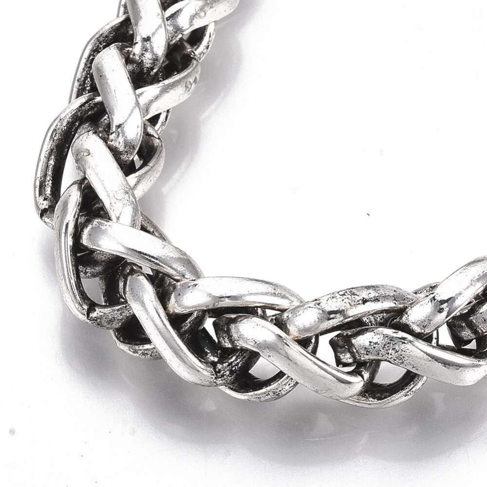 Men’s Alloy Wheat Chain Bracelet Dragon Antique Silver 8.8″ 22.5cm Z253