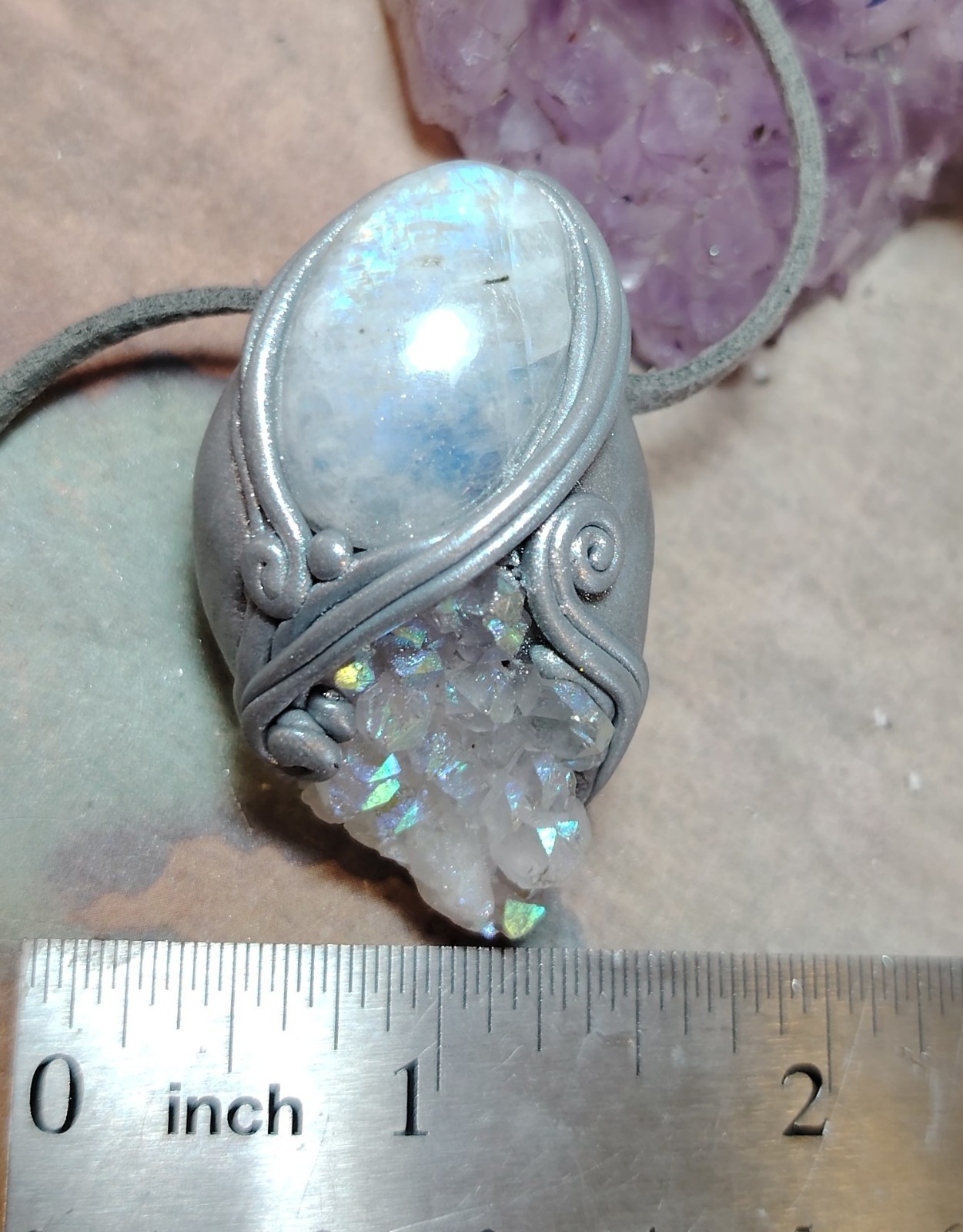 Pleiades Starseed Origins Necklace Angel Aura Quartz Moonstone Pleiadean Jewelry