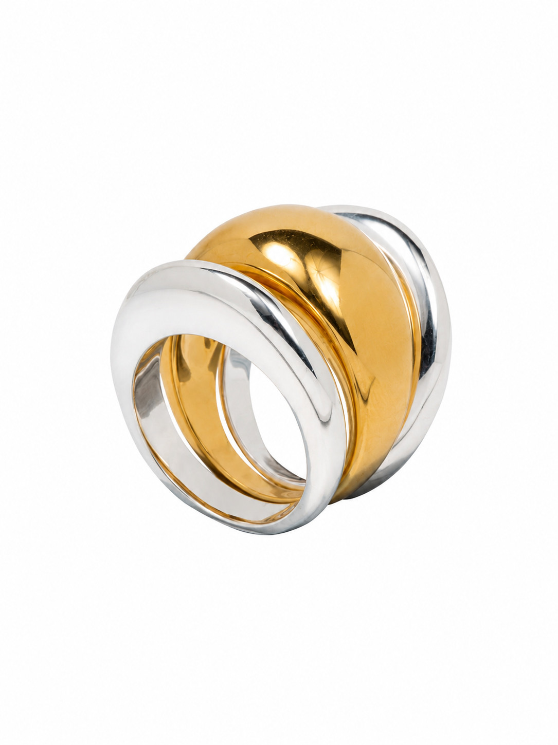 Two Tone Triple Ring Set brass metal statement band rings set for gift