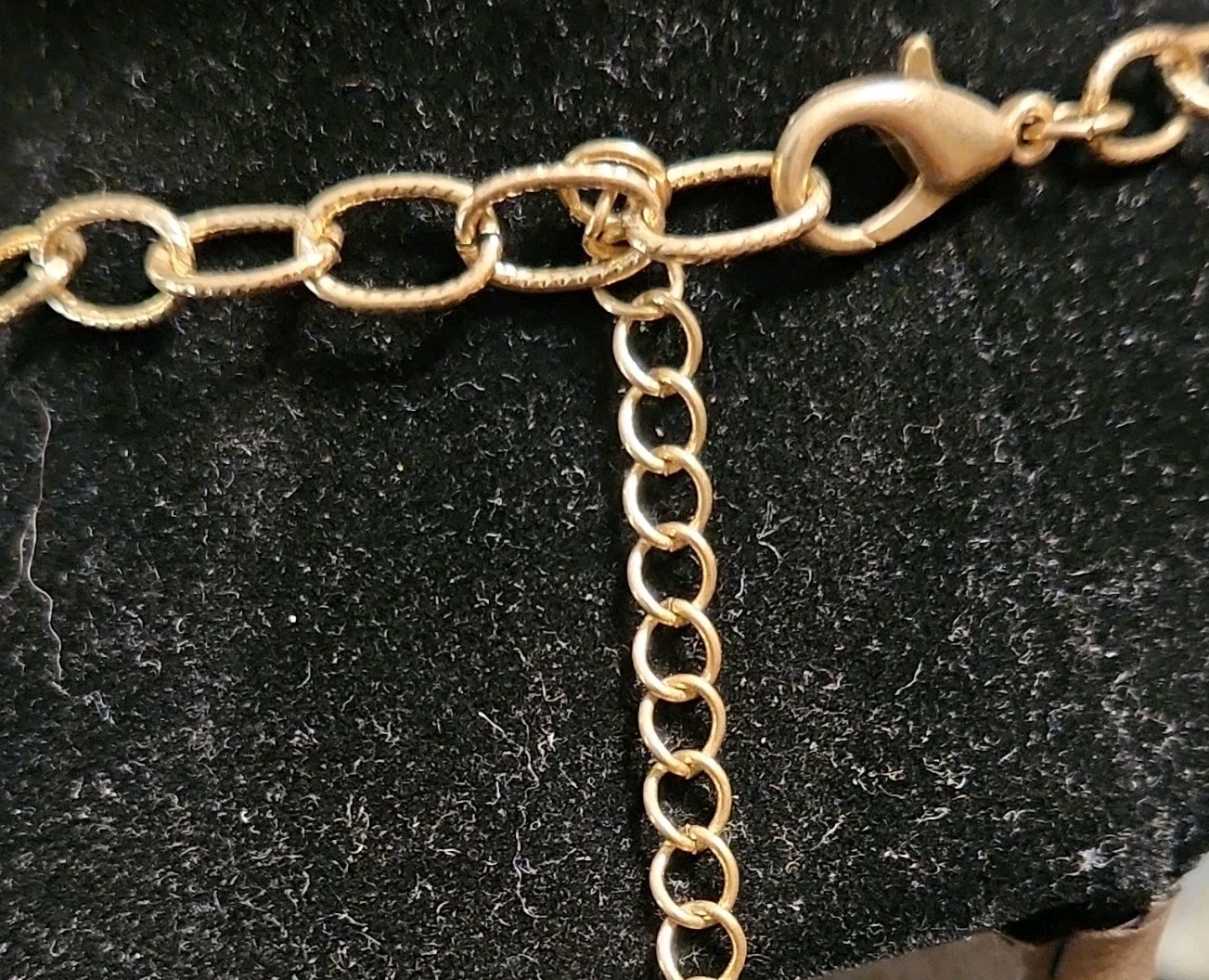 viv & Lou Gold Tone Metal Chain Black And White Cow Print Charm Pendant