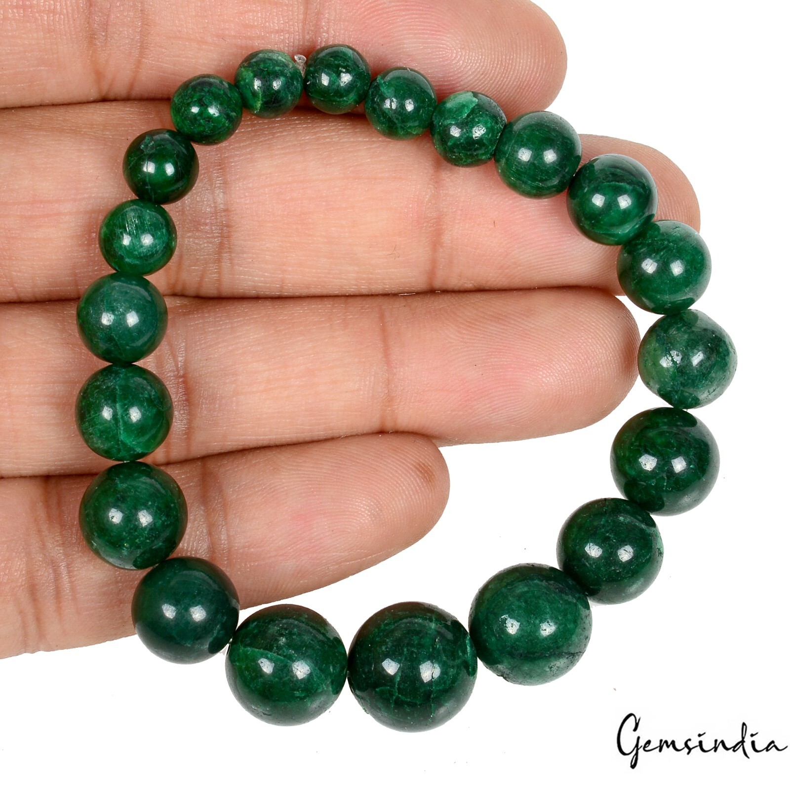 7″ Natural Green Emerald Stretch Bracelet 7-13mm Beads Healing Crystal Gifts