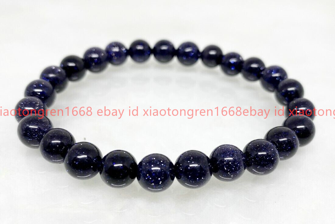 5 Pcs Blue Sandstone Beaded Bracelet 8MM A Round Beaded Bracelet Bracelet