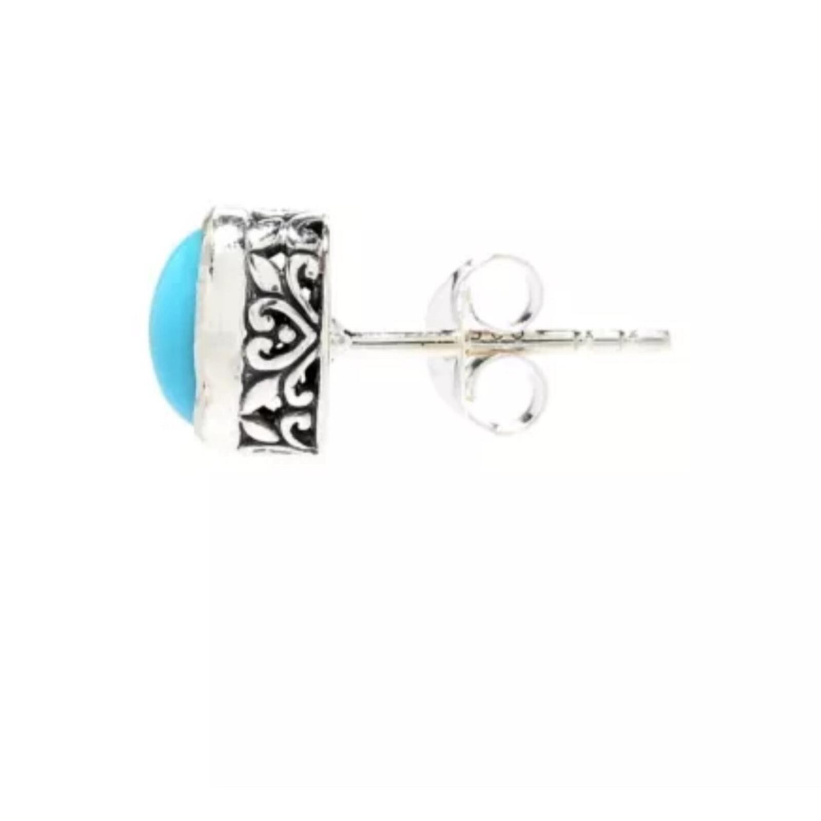 NWT Samuel B. Sleeping Beauty Turquoise and Sterling .925 stud earrings 6mm