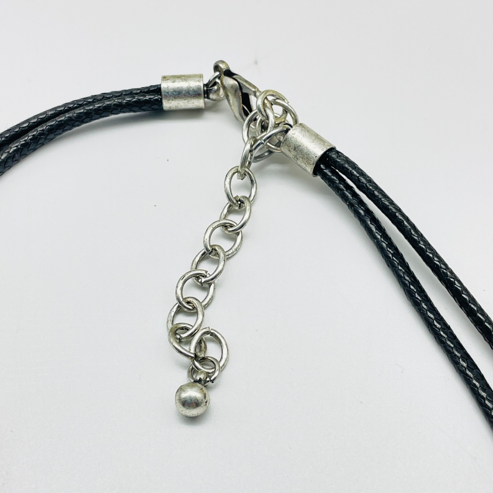 Black Cord Necklace Silver Tone Bar Pendant Layered Statement Necklace