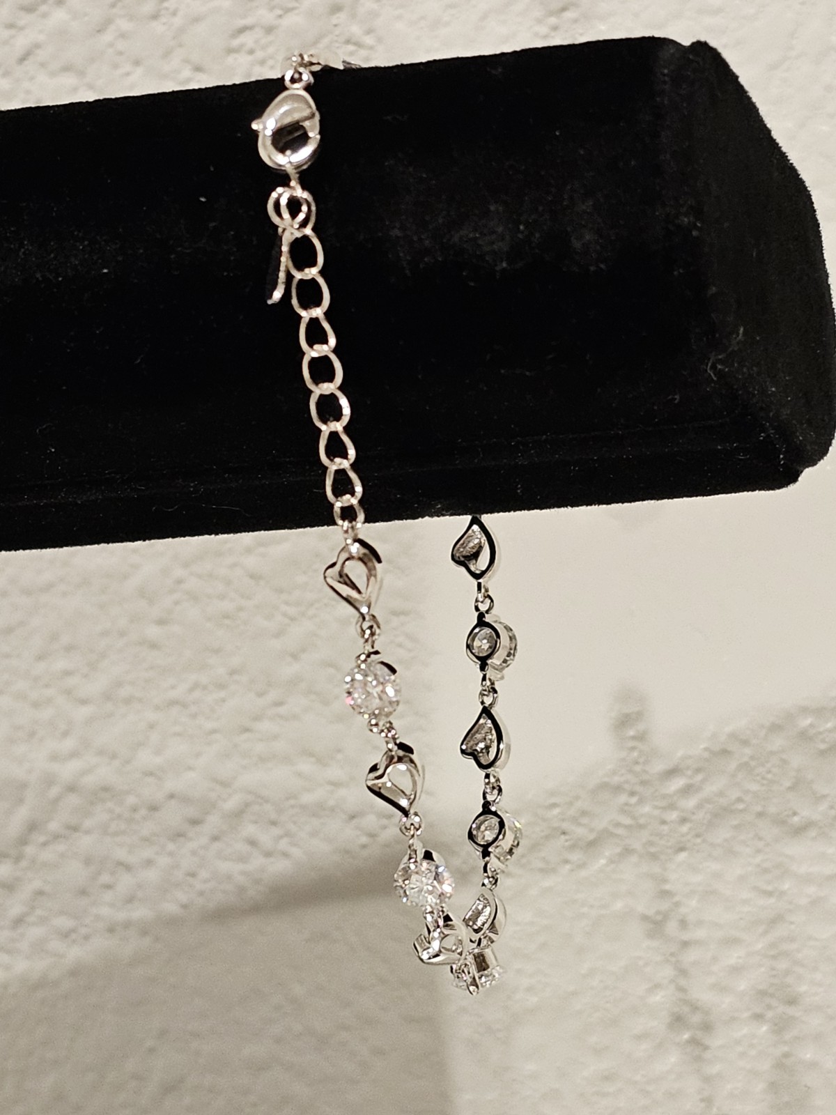 3.5 Carat Moissanite Hearts Bracelet 14k White Gold Plated 7-8 Inch Adjustable