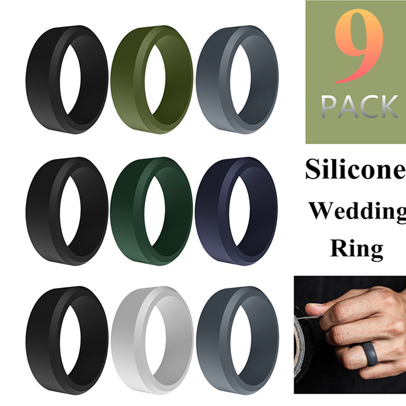 3-10 Pack Silicone Wedding Engagement Ring for Men Women Rubber Band Gym Sports